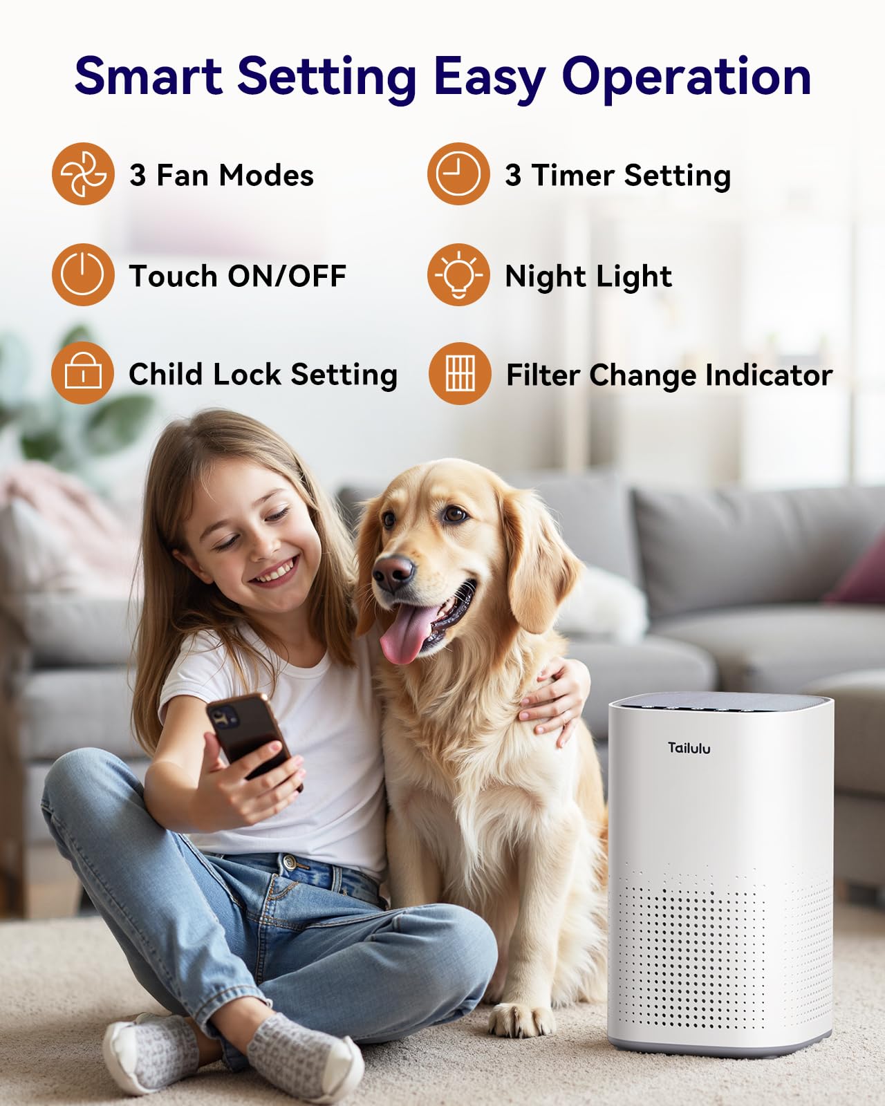 Tailulu quiet sleep mode control panel for undisturbed nights