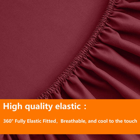 TAIMIT Burgandy bed-in-a-bag display reveals the full seven-piece set