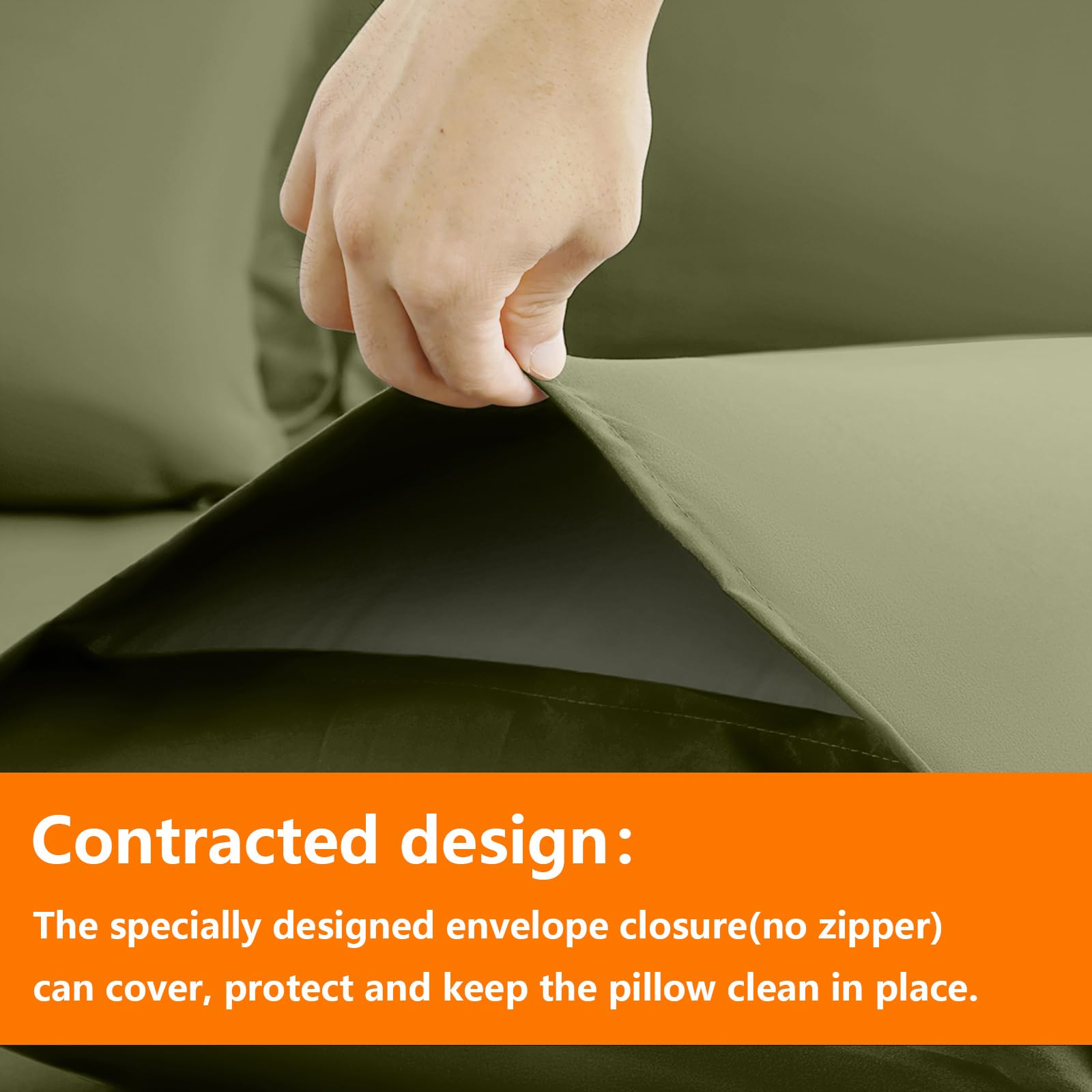 TAIMIT olive green twin fitted sheet close-up with deep pocket fit.