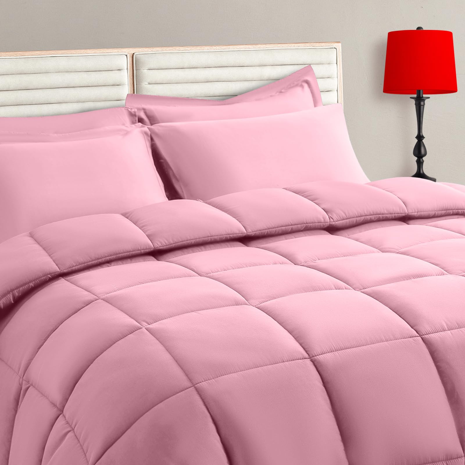 TAIMIT pink twin comforter set product image showing bed in a bag for all-season warmth