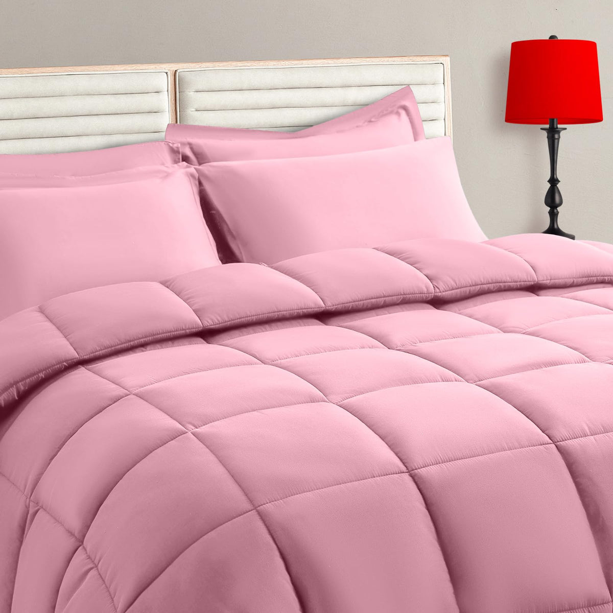 TAIMIT pink twin comforter set product image showing bed in a bag for all-season warmth