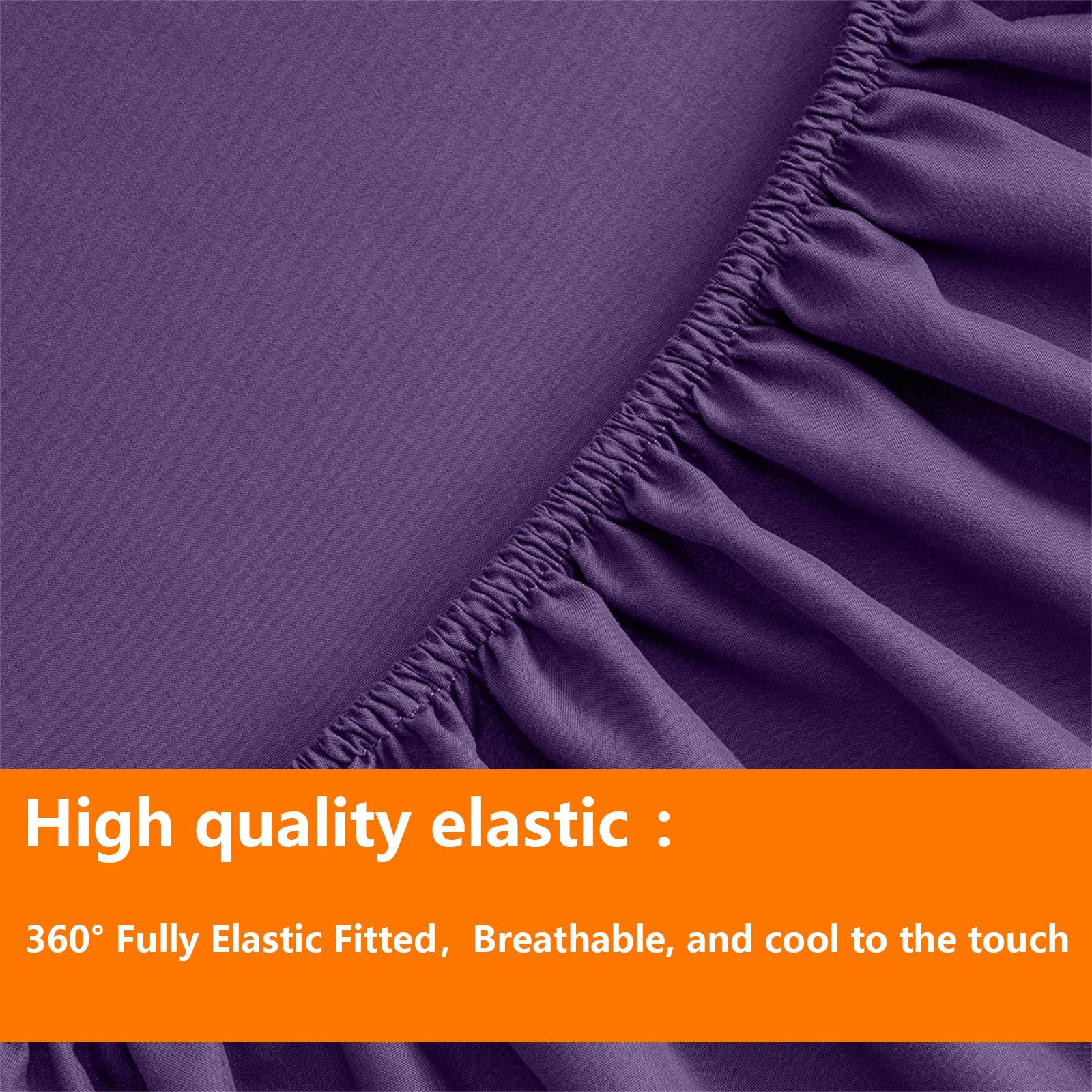 TAIMIT purple machine-washable bedding care shot shows easy cleaning.