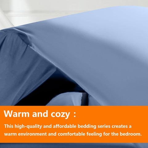 TAIMIT slate blue twin comforter set flat sheet features soft, breathable fabric for nightly comfort