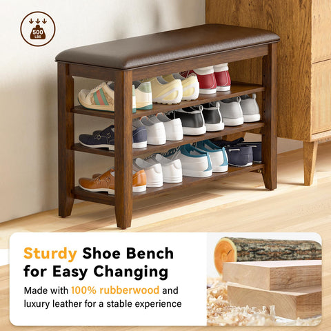 Taitiy adjustable removable shelves configure space for multiple shoe sizes.