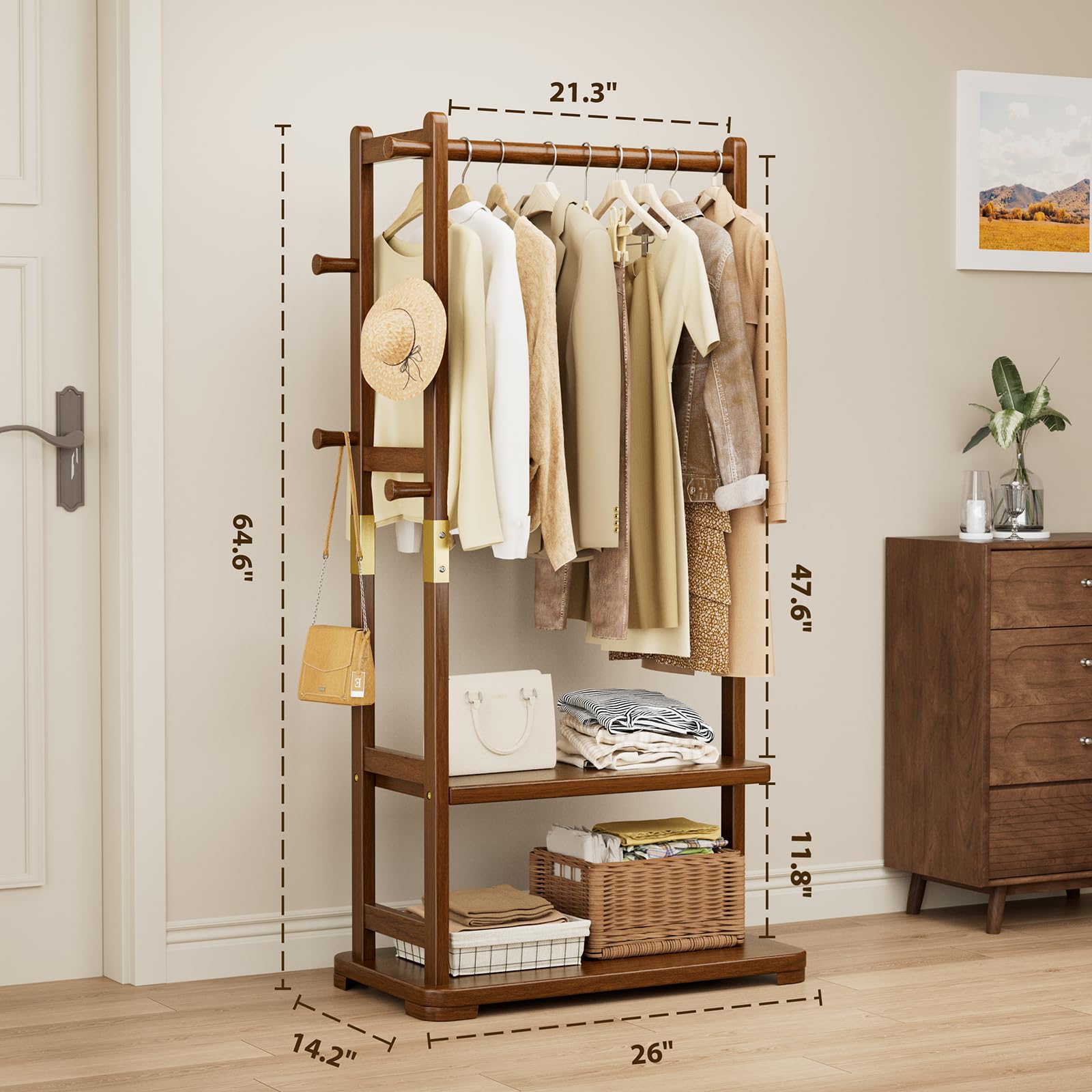 Taitiy coat rack features four hooks to organize daily items