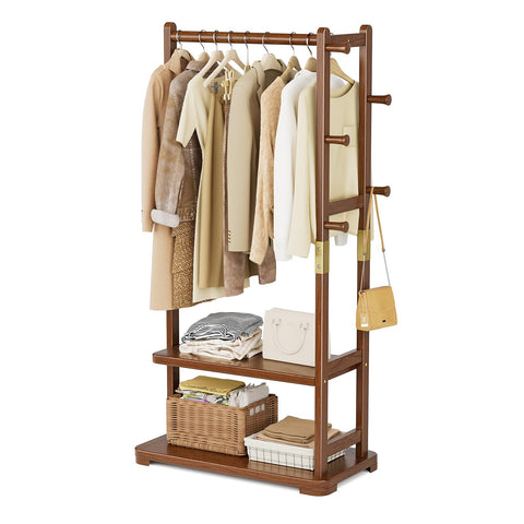 Taitiy coat rack with solid wood base for a stable entryway setup