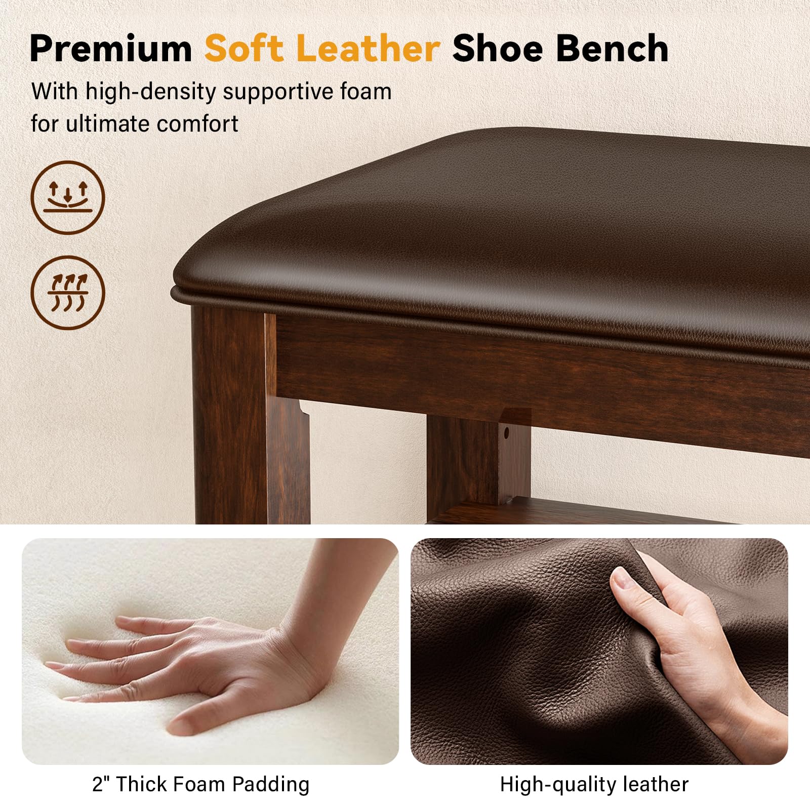 Taitiy adjustable shelves detail for versatile shoe storage configuration.