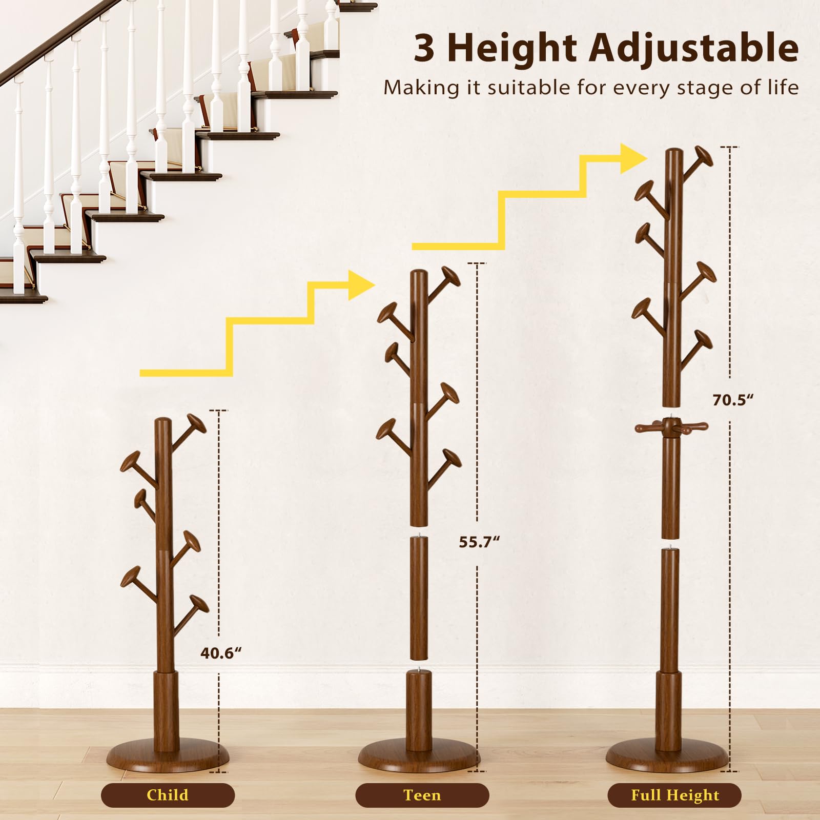 Taitiy coat rack tree-design highlights natural silhouette for living spaces