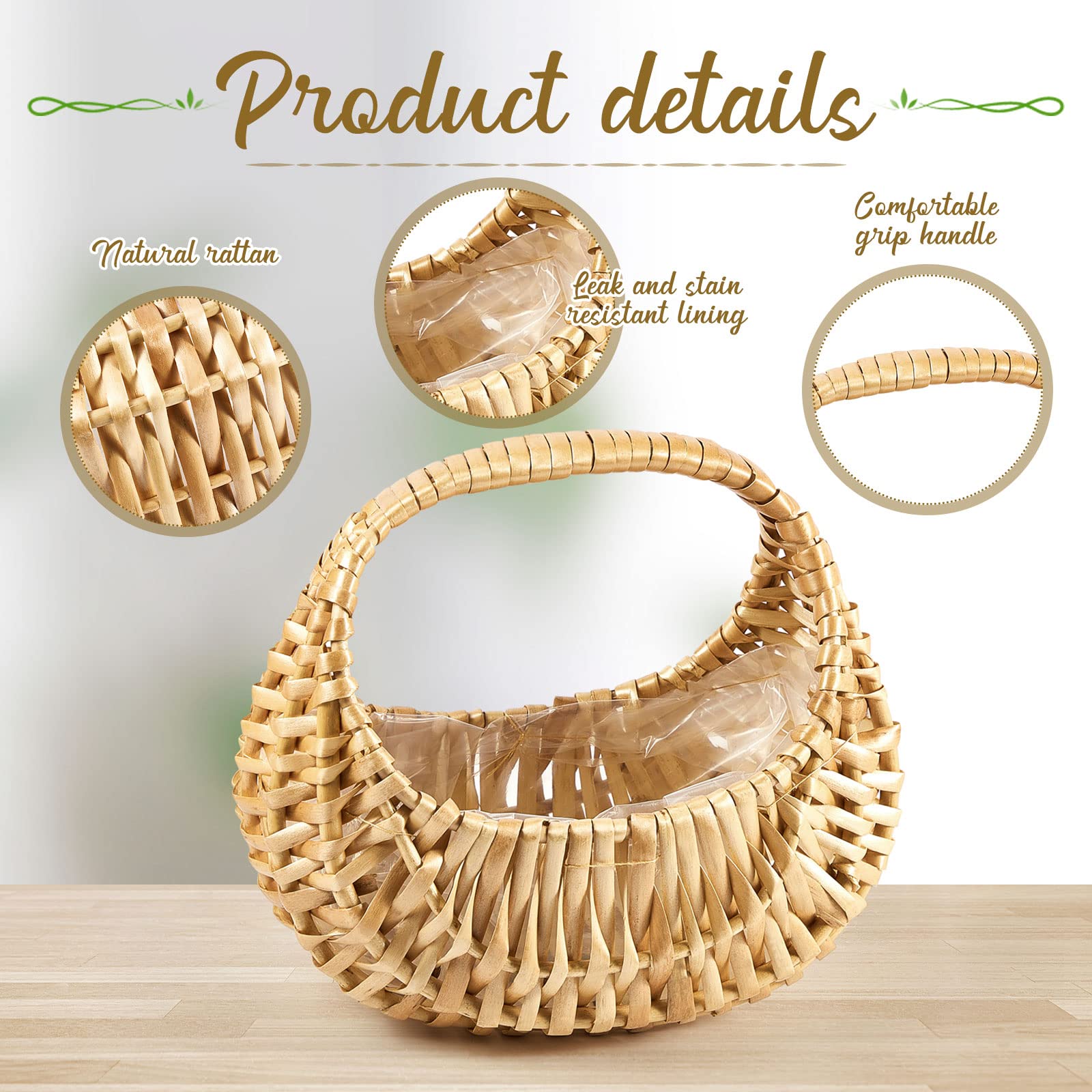 Taiyin basket interior with plastic lining for stain resistance