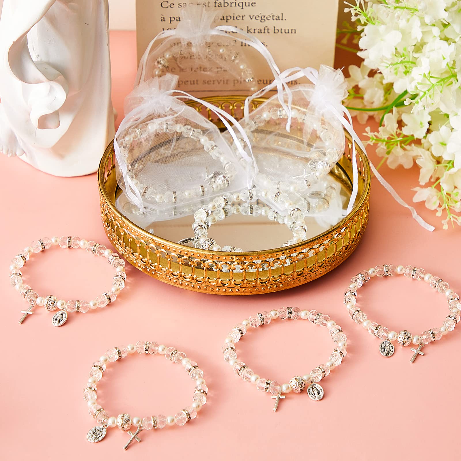 Taiyin adjustable elastic rosary bracelet fits most wrists