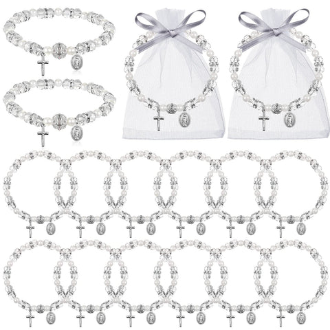 Taiyin rosary bracelet close-up with white acrylic beads for daily devotion