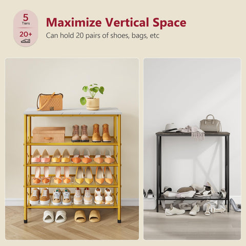 Tajsoon 5-Tier Shoe Rack closet installation demonstrates easy setup.