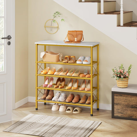 Tajsoon 5-Tier Shoe Rack non-slip feet protect floors.