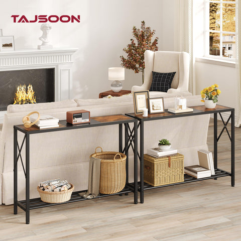 Tajsoon two-tier industrial entryway elevates organization with open shelves.