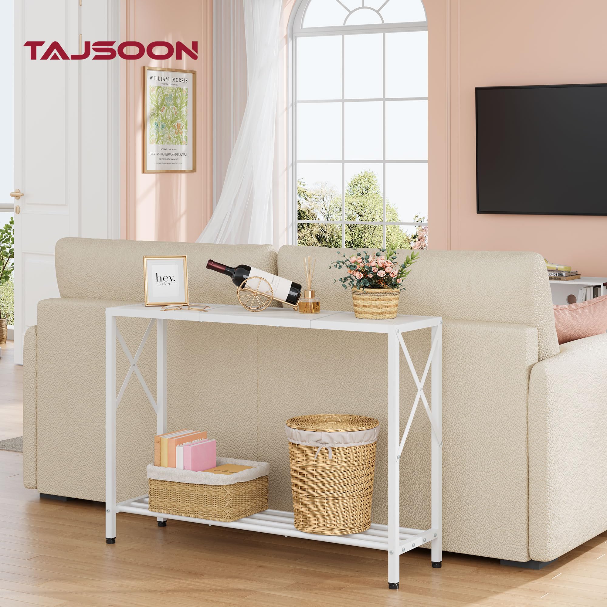 Tajsoon console table 41.8-inch side view showing slim hallway profile.