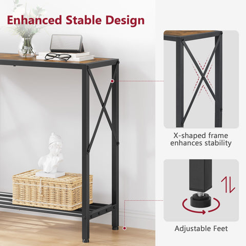 Tajsoon console table black metal frame offers durable support