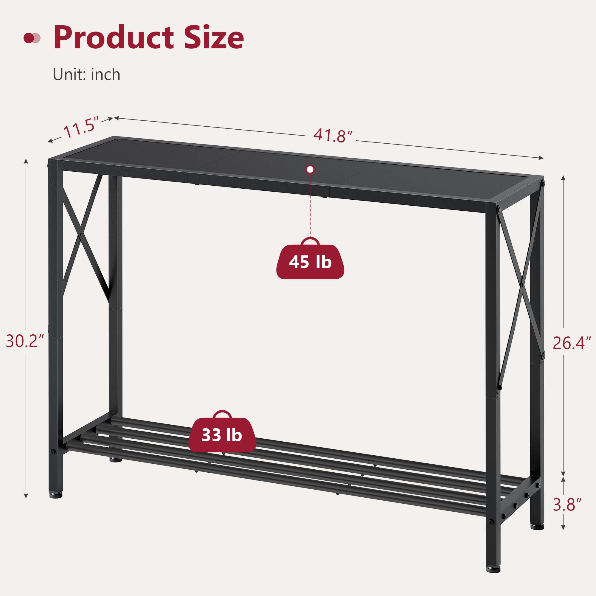 Tajsoon console table placed in entryway demonstrates versatile storage and display