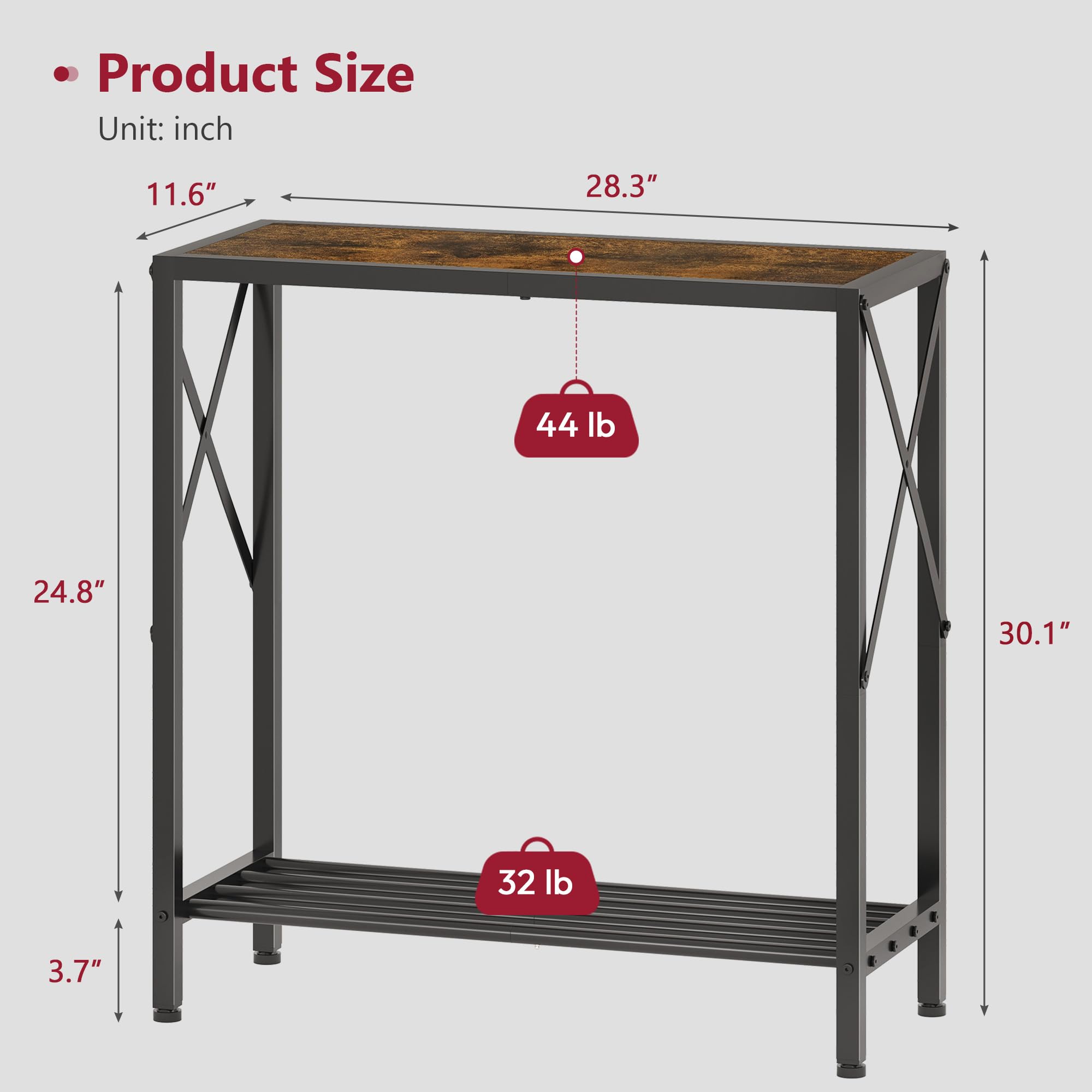 Tajsoon console table rustic brown wood enhances living room decor