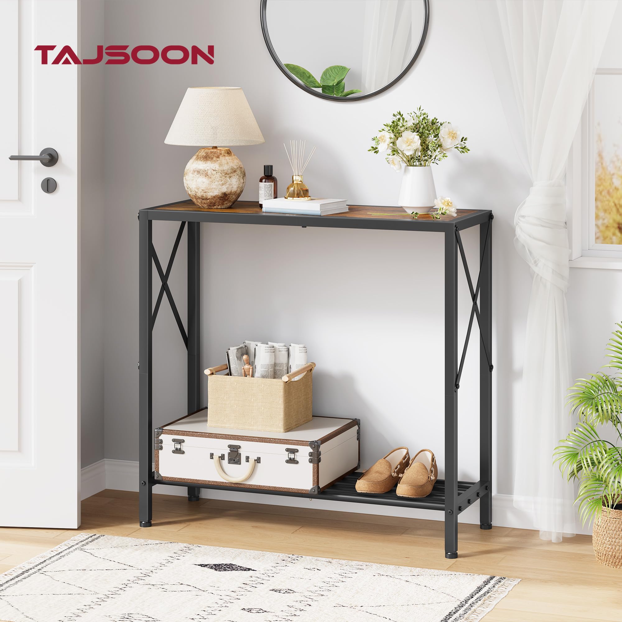 Tajsoon console table two-tier storage for small spaces
