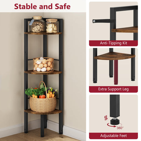 Tajsoon corner shelf anti-tip safety kit secures unit to wall.