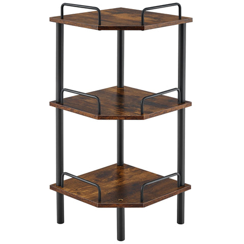 Tajsoon corner shelf stand three-tier offers compact storage for tight spaces.