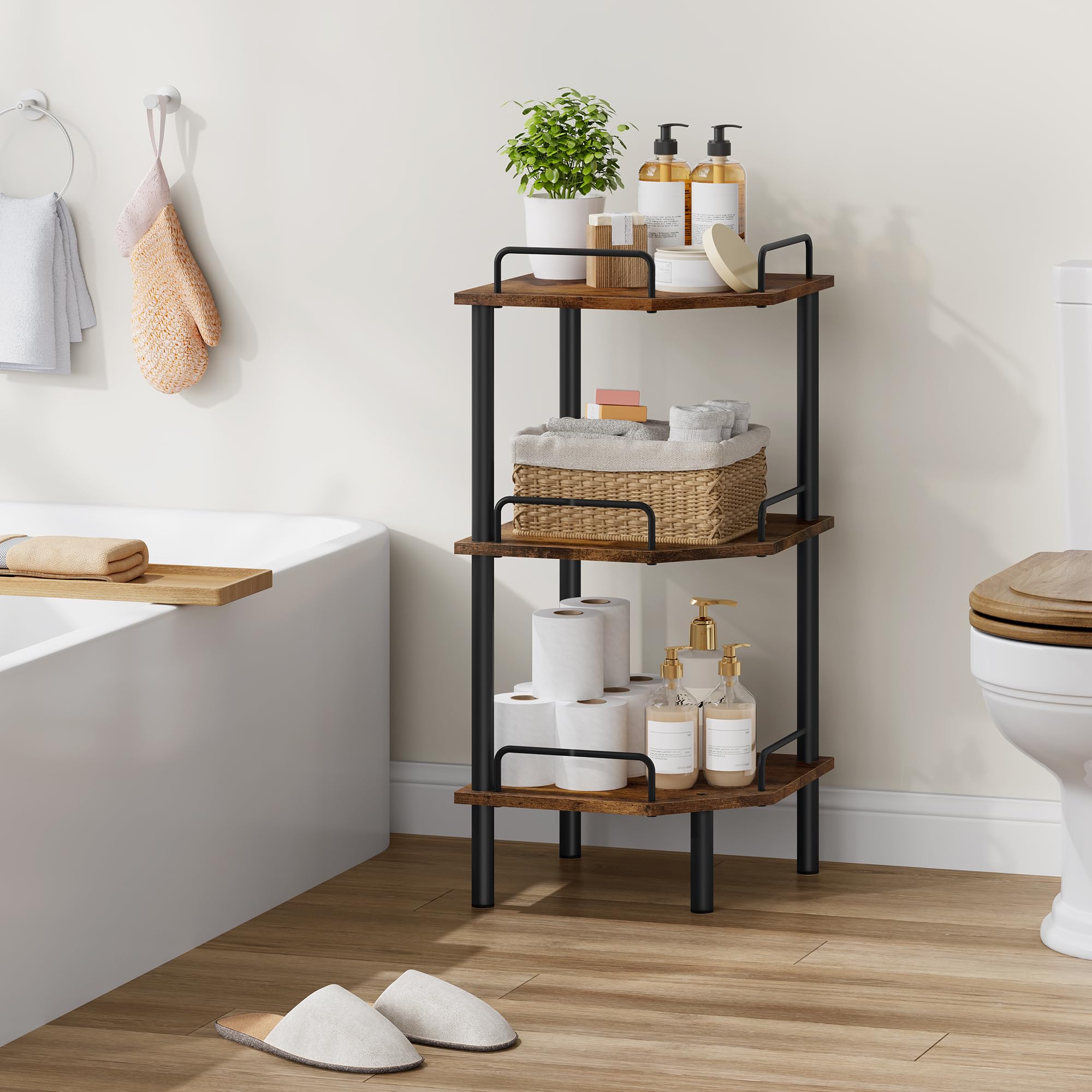 Tajsoon corner shelf stand easy assembly with clear instructions.