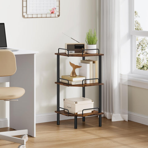 Tajsoon corner shelf stand FSC-certified wood panel adds eco-friendly appeal.
