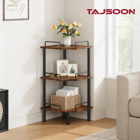 Tajsoon corner shelf stand safety bar adds stability during use.
