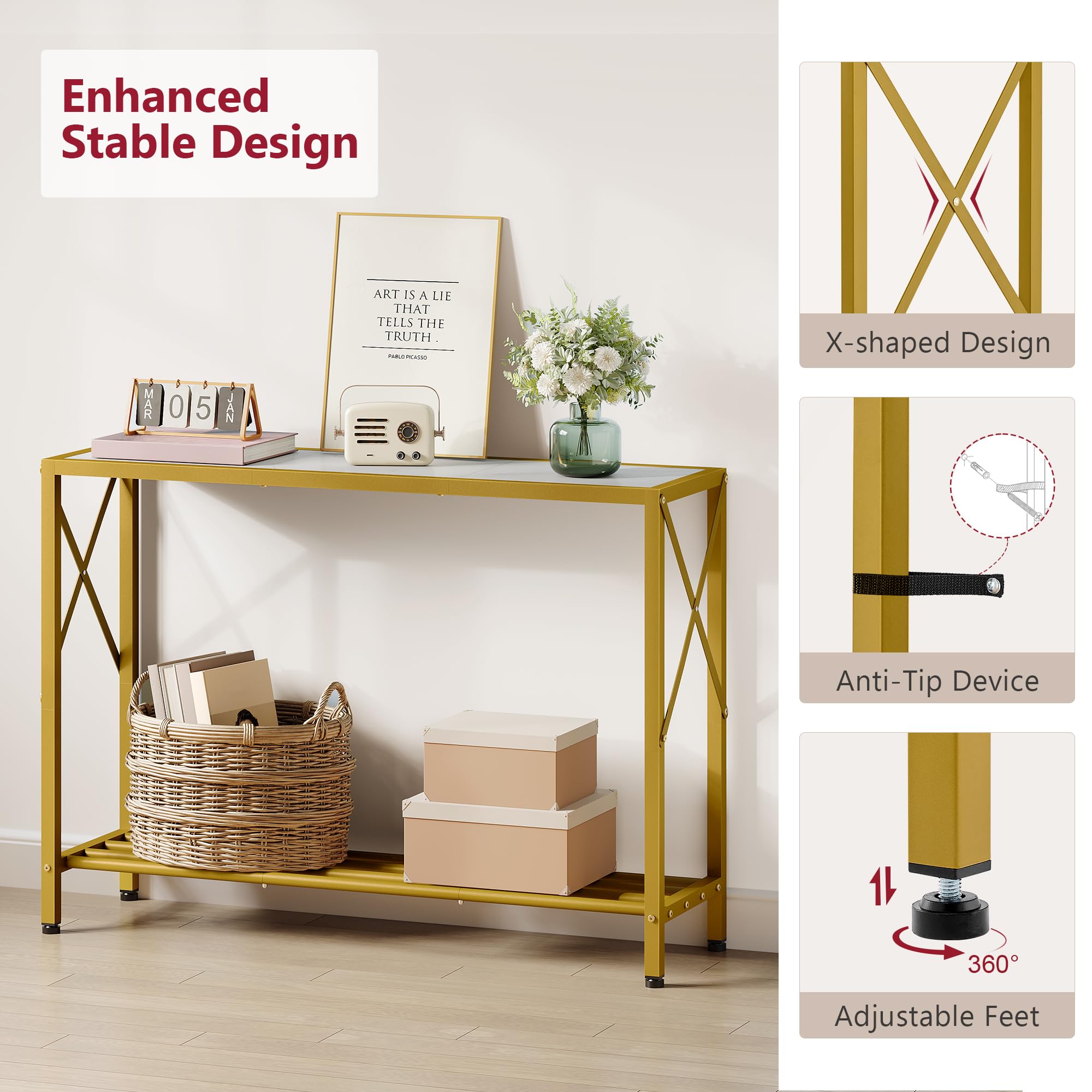 Tajsoon entryway table assembly with numbered parts enables quick setup.