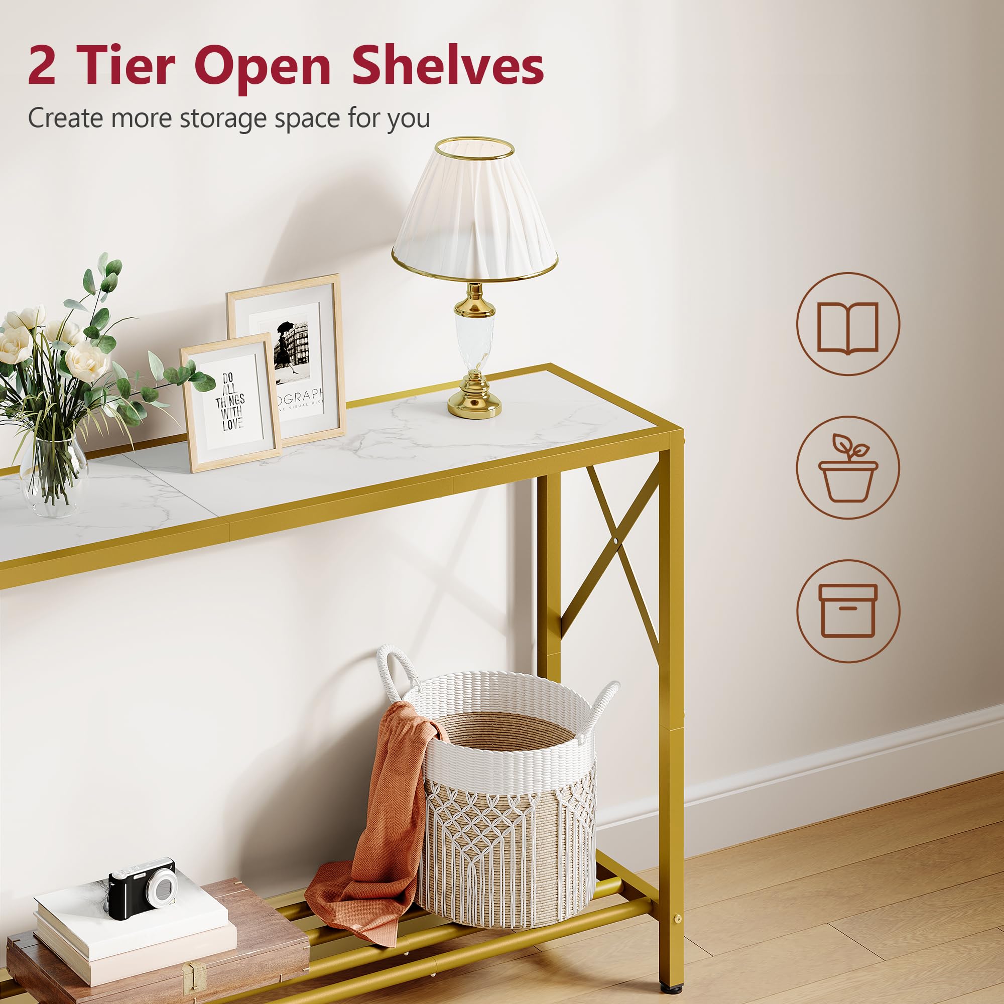 Tajsoon entryway table X-frame offers lasting stability for daily use.