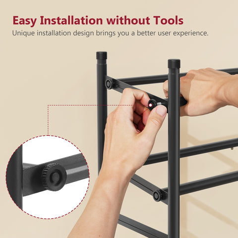Tajsoon expandable shoe rack adjustable size shows flexible configuration for hallway or bedroom storage.