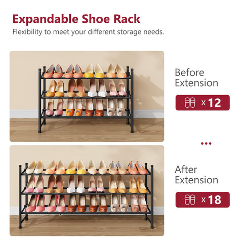 Tajsoon expandable shoe rack anti-slip feet keep stability on various floor surfaces.