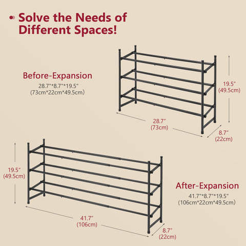 Tajsoon expandable shoe rack easy assembly helps you set up quickly with simple numbered parts.