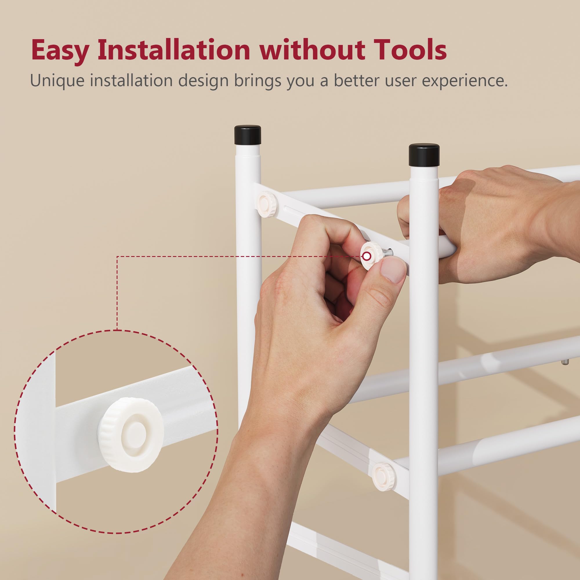 Tajsoon rack fully expanded shows wider storage capacity