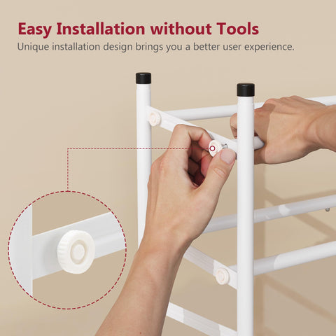 Tajsoon rack fully expanded shows wider storage capacity