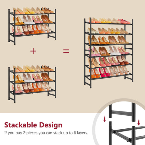 Tajsoon expandable shoe rack metal construction provides durability and smooth powder-coated finish.