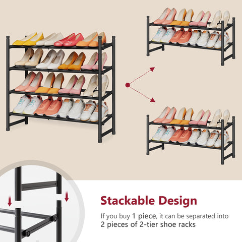 Tajsoon 4-tier stackable design fits compact closets or foyers.