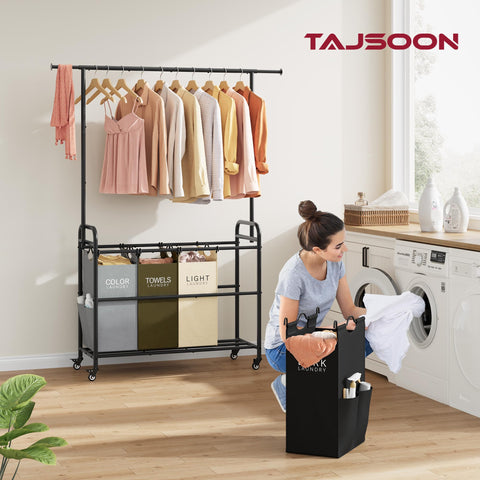 Tajsoon sorter cart with large capacity bags for sorting.