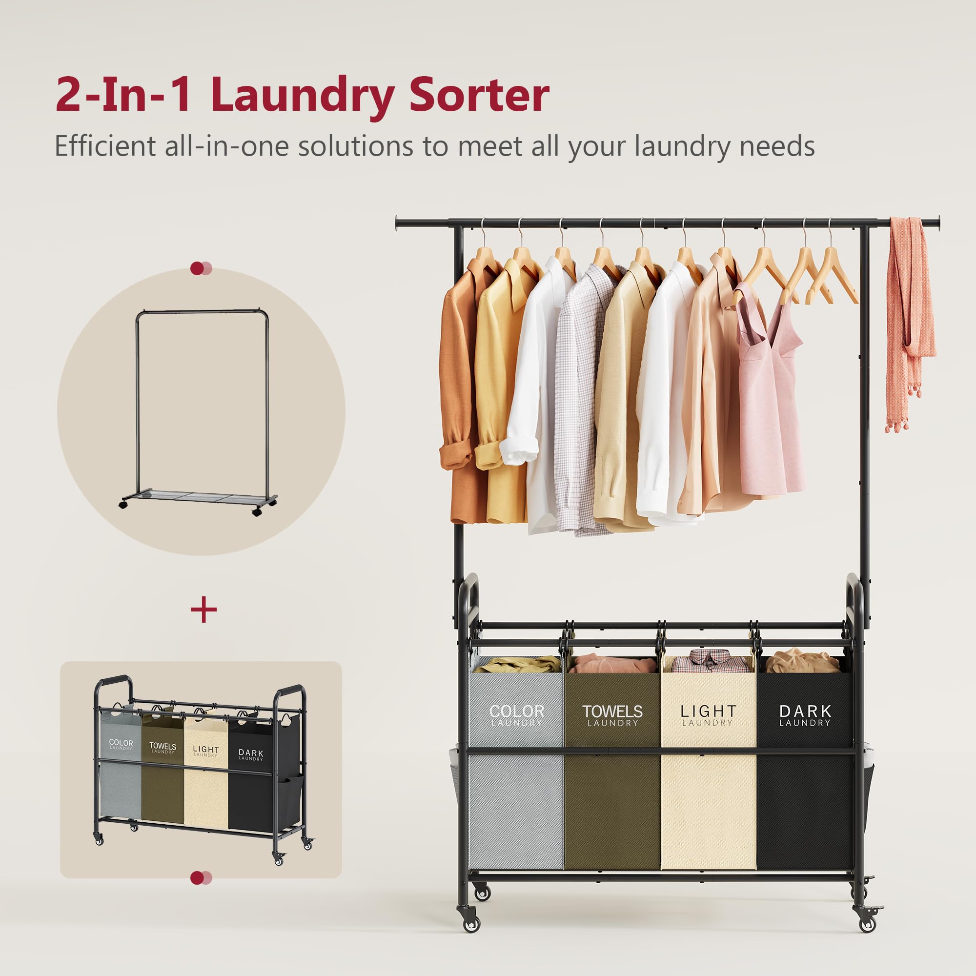 Tajsoon cart with removable bags for easy transfer.