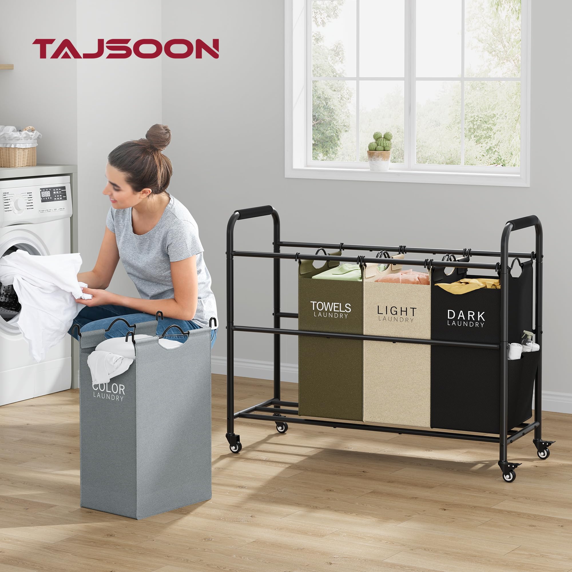 Tajsoon 4-bag sorter frame dimensions highlight spacious capacity for large loads