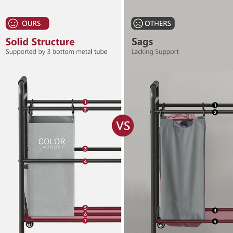 Tajsoon laundry sorter frame shows a wide, stable base for heavy loads.
