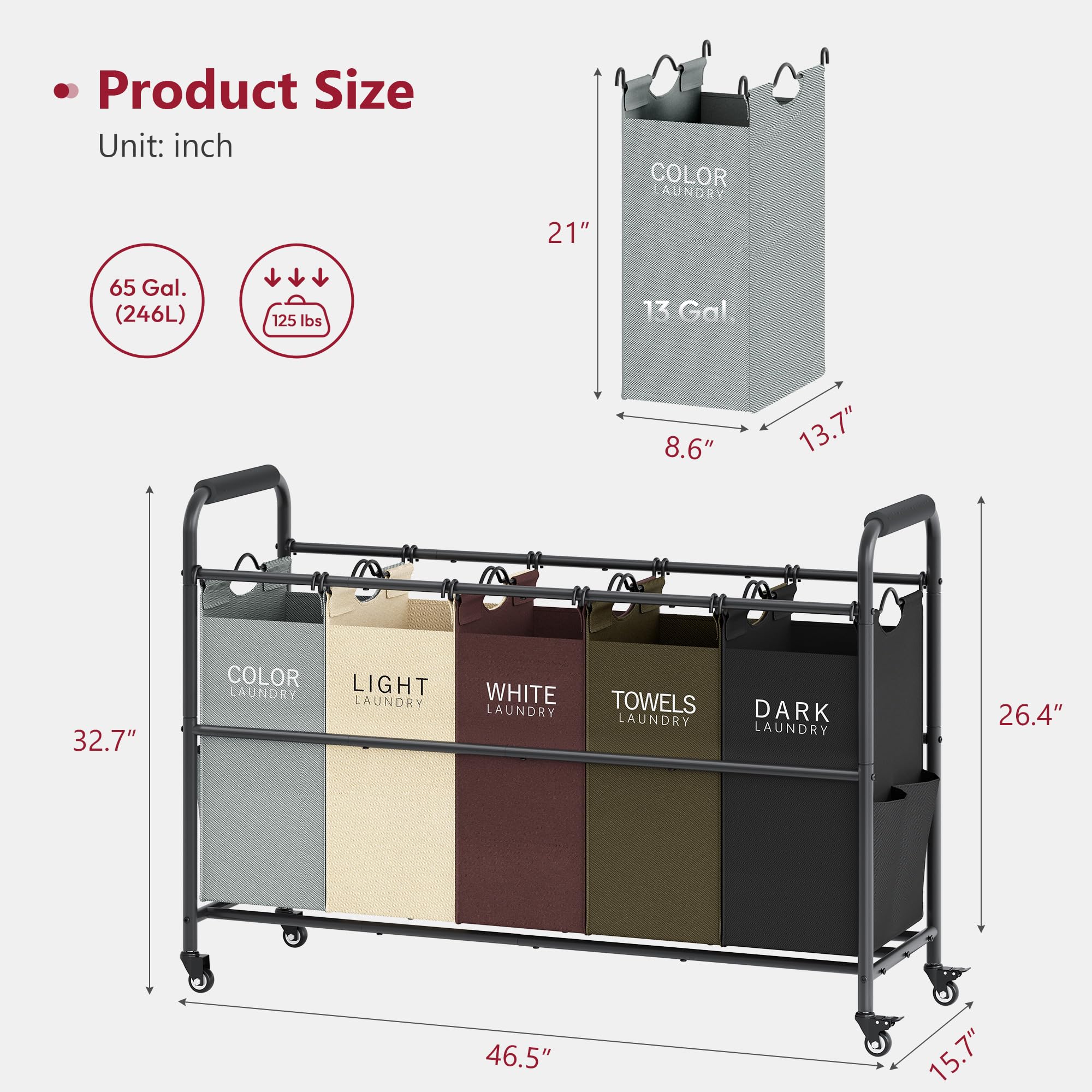 Tajsoon side pockets keep detergents and small items within easy reach.