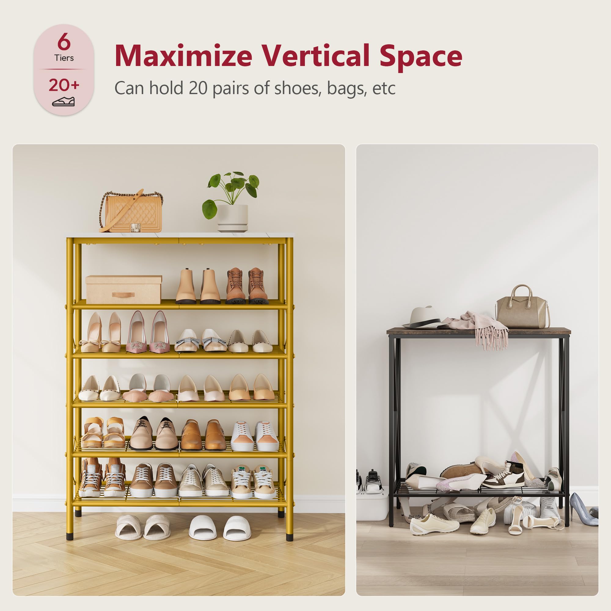 Tajsoon metal mesh shelves offer breathable, organized storage.