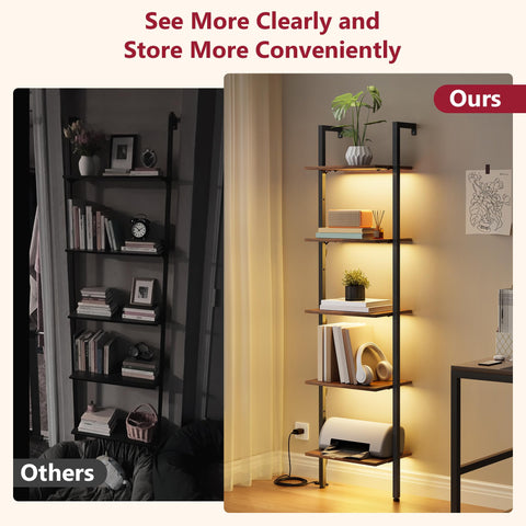 Tajsoon multiuse ladder shelf shown with books and small plants in a living space.