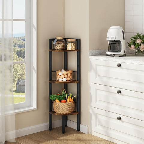 Tajsoon corner shelf stand 3-tier 39.6 inches holds decor and daily items.