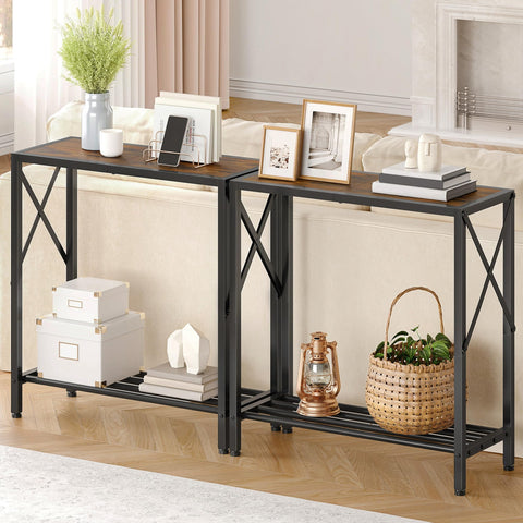 Tajsoon sofa table displays plants and candles