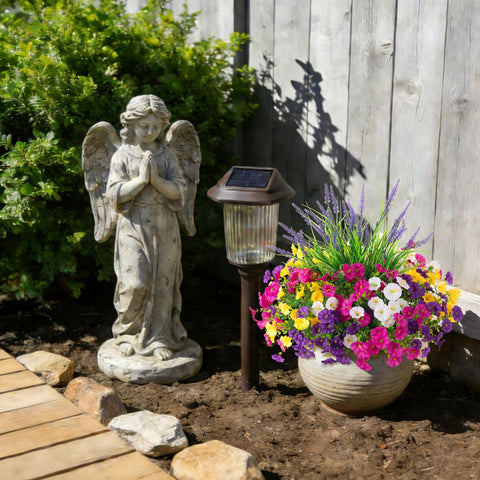 TakeArt outdoor faux flowers arranged in a planter for year-round charm