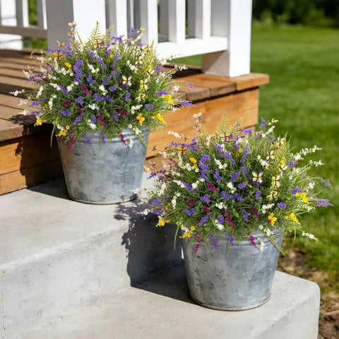 TakeArt maintenance-free artificial flowers simplify outdoor decor planning.
