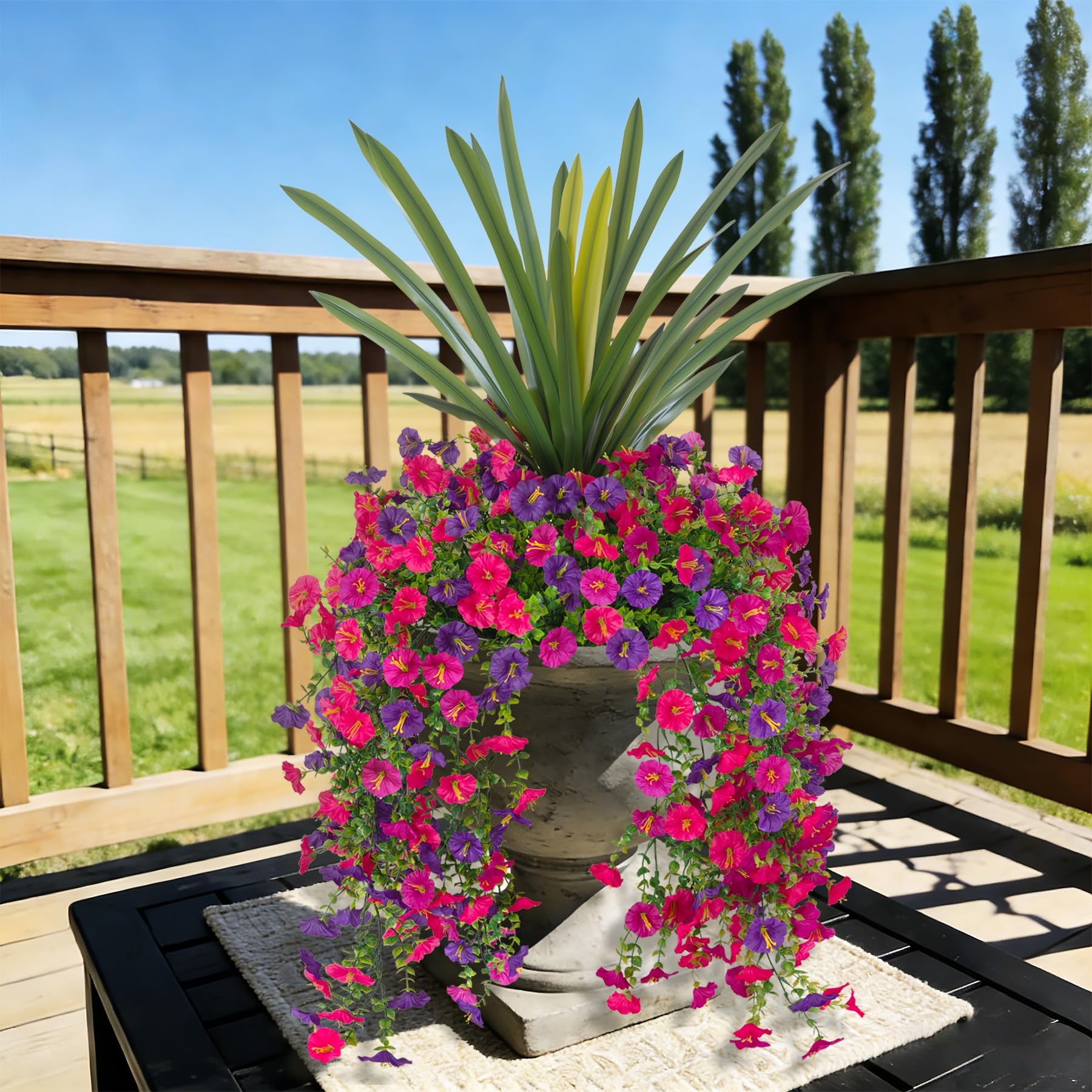 TakeArt morning glory arrangement features 142 blooms for vibrant patio styling.