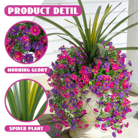 TakeArt morning glory outdoor arrangement on patio demonstrates weatherproof realism.